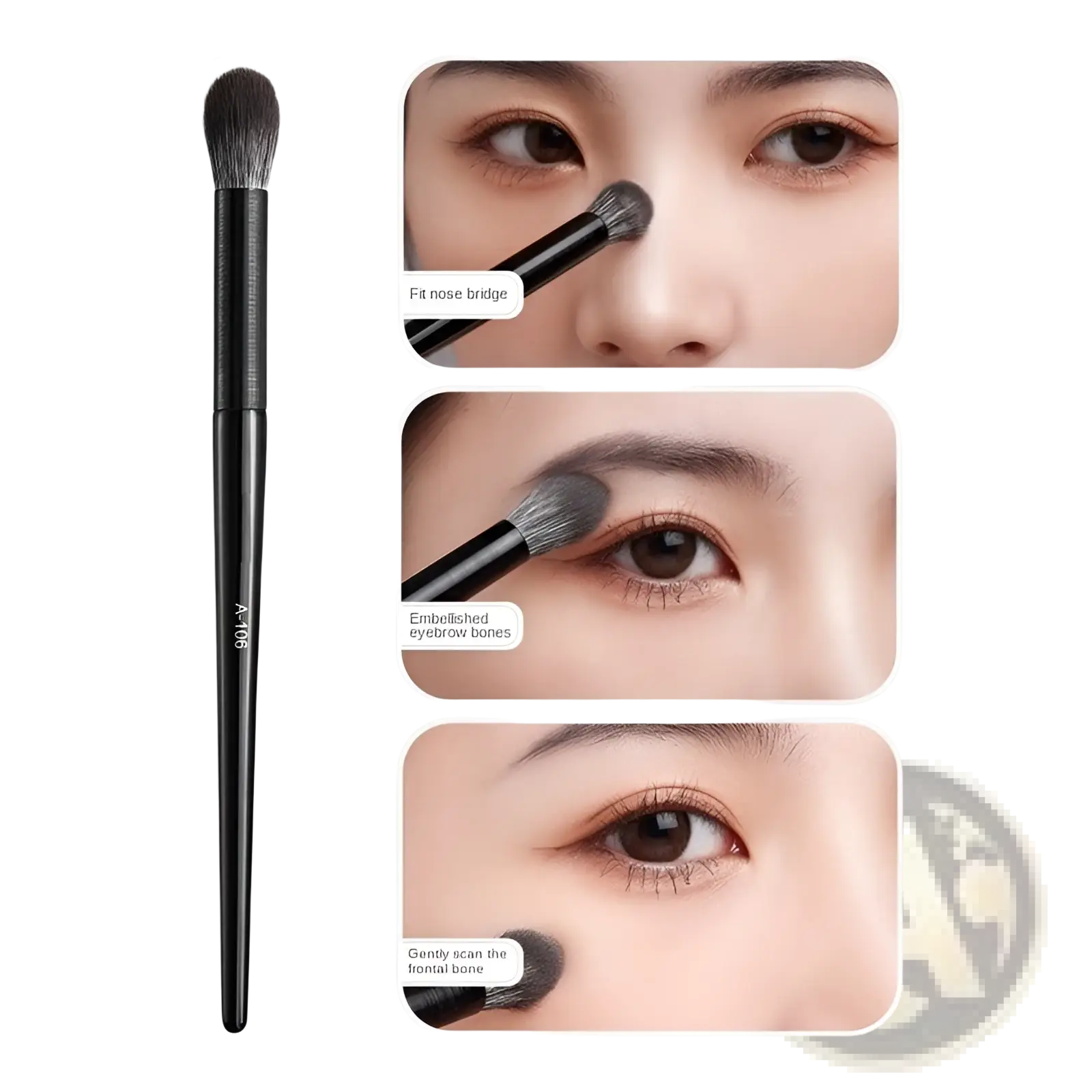 Black eye makeup brush set 10 piece matte tools featuring a dense rounded black flame highlight brush with sleek handle