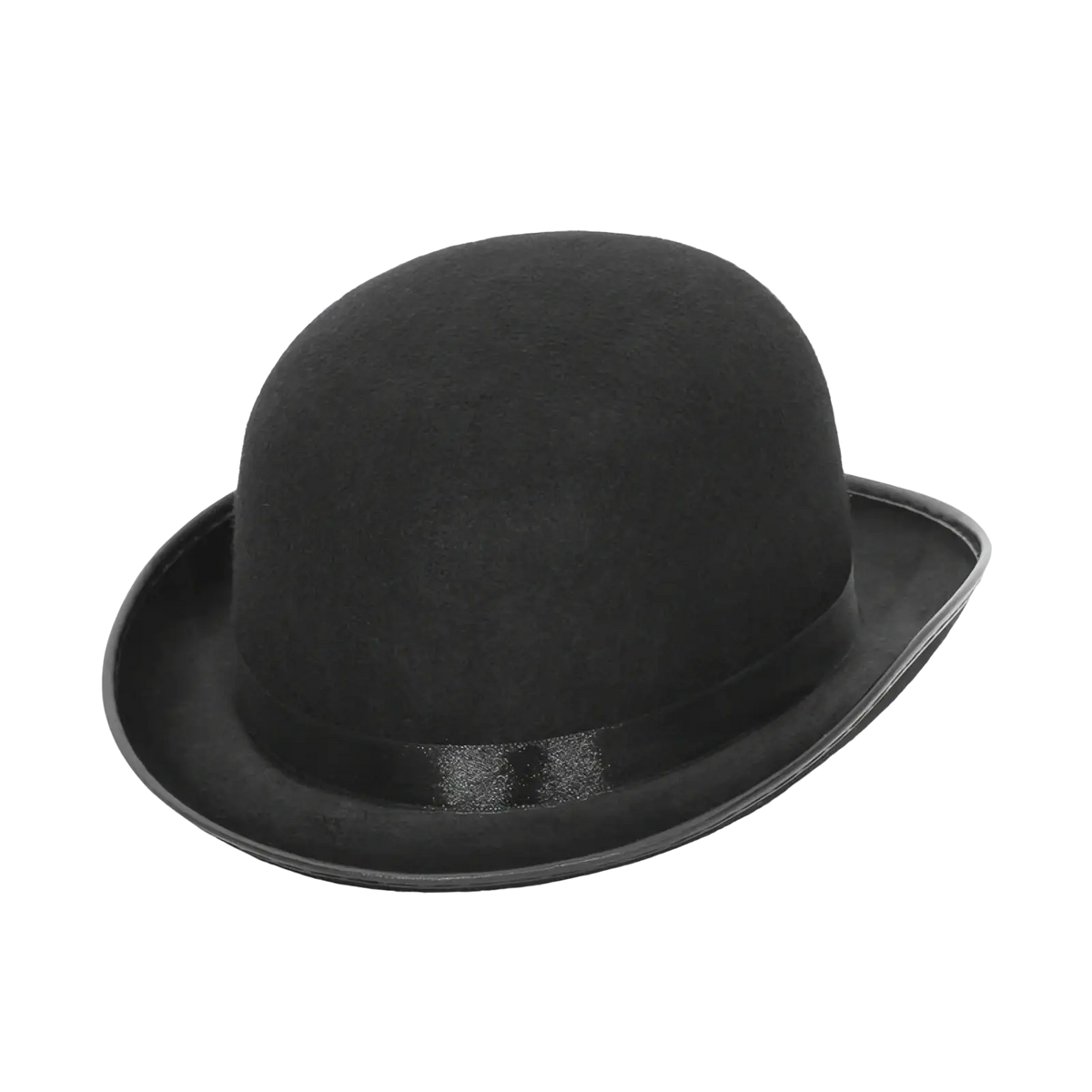 Black felt bowler hat with smooth rounded crown and slightly curved brim unisex jazz cap
