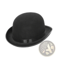 Black felt bowler hat with smooth rounded crown and slightly curved brim unisex jazz cap