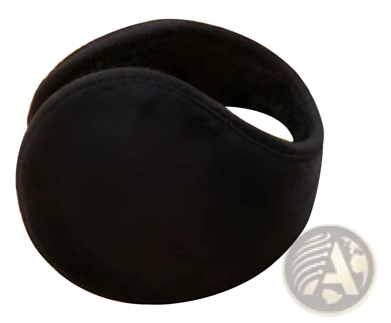 Black fleece winter earmuffs with a soft plush texture and curved design for comfortable wear