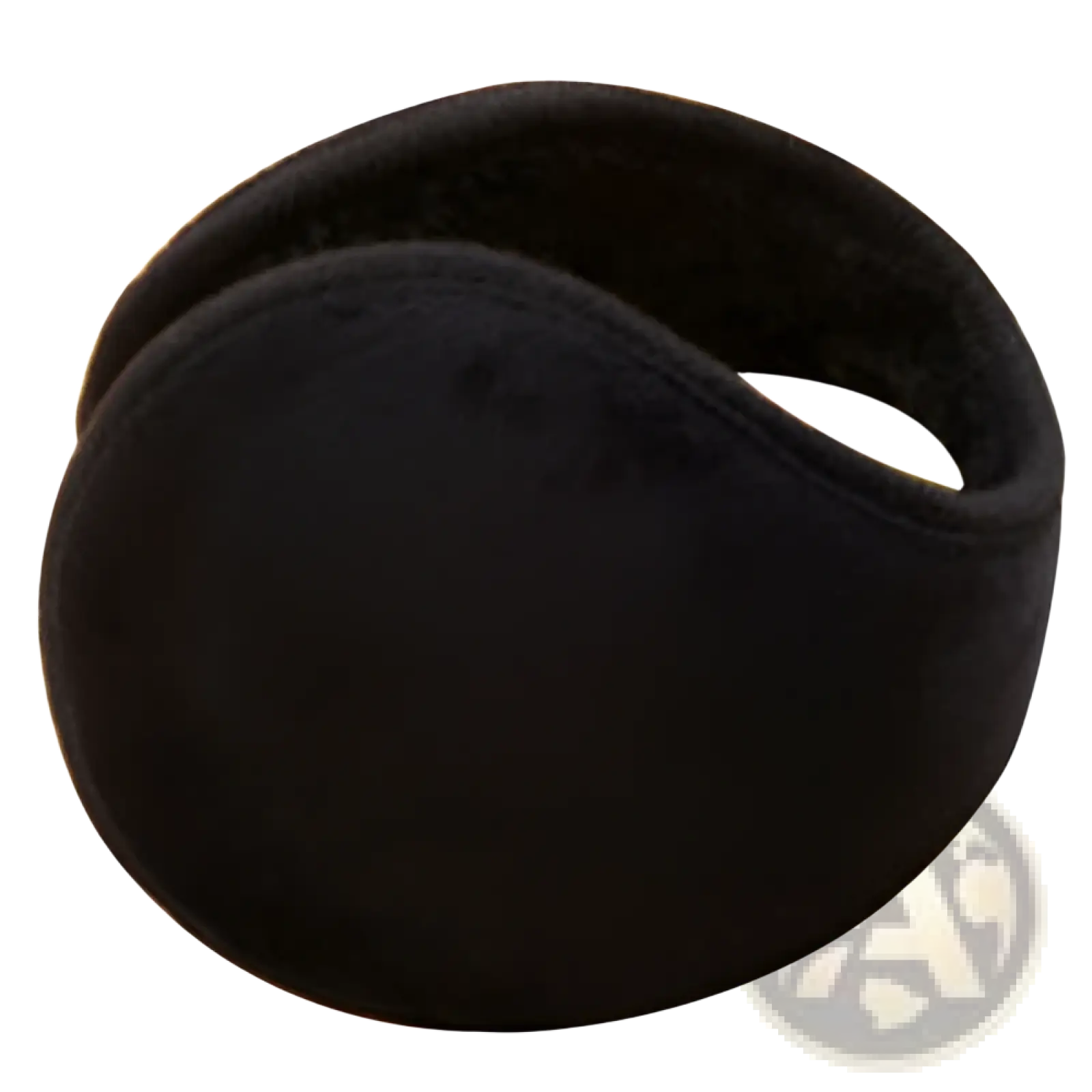 Black fleece winter earmuffs with soft velvety texture and oval-shaped design for cold weather protection