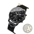 Black geneva quartz watch stainless steel chronograph with sleek minimalist black stainless steel design and white markers