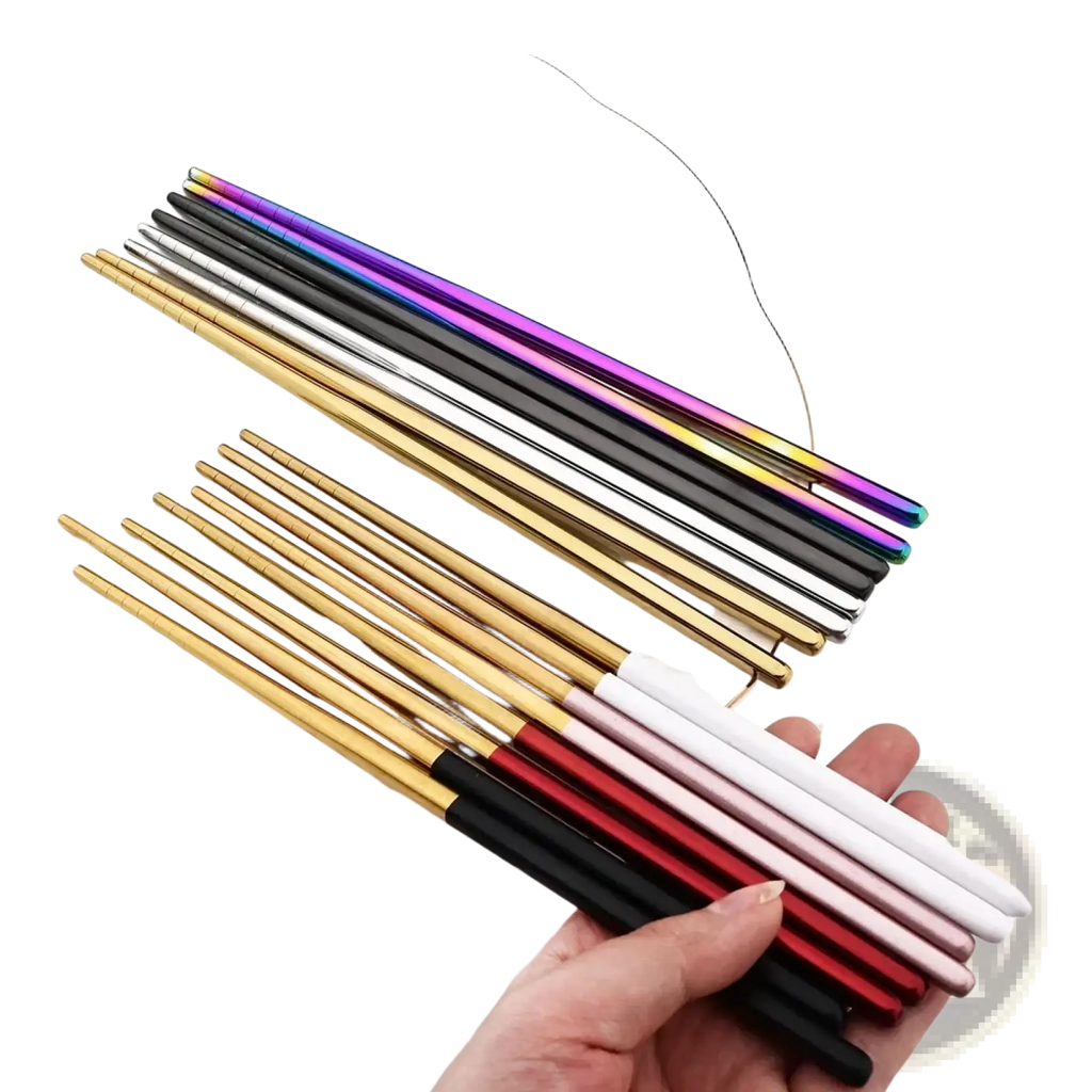 Set of 18pcs black gold flatware stainless steel chopsticks in gold silver black and rainbow finishes
