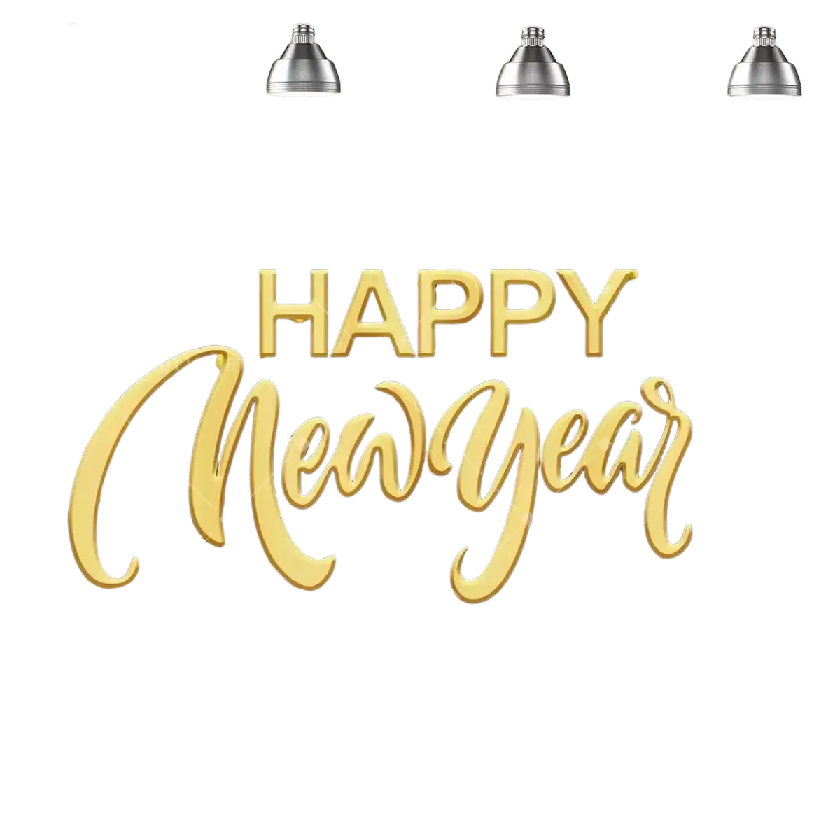 Black gold happy new year party backdrop with gold happy new year text and sparkling fireworks design for celebrations