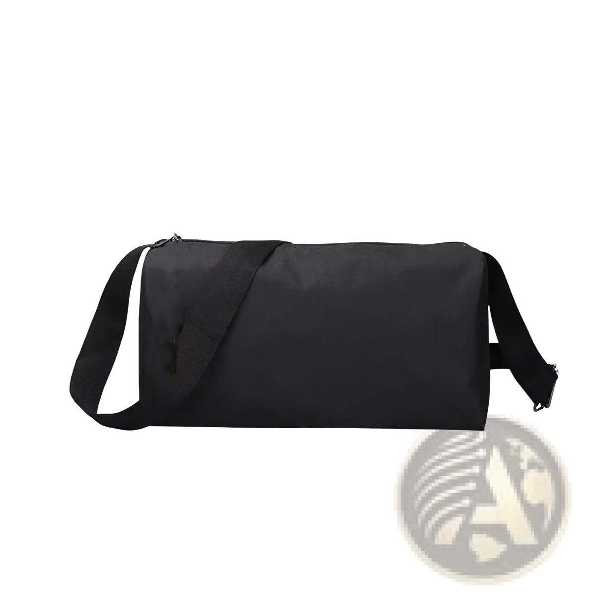 Black nylon gym duffel bag with adjustable shoulder strap for sports yoga travel and luggage use