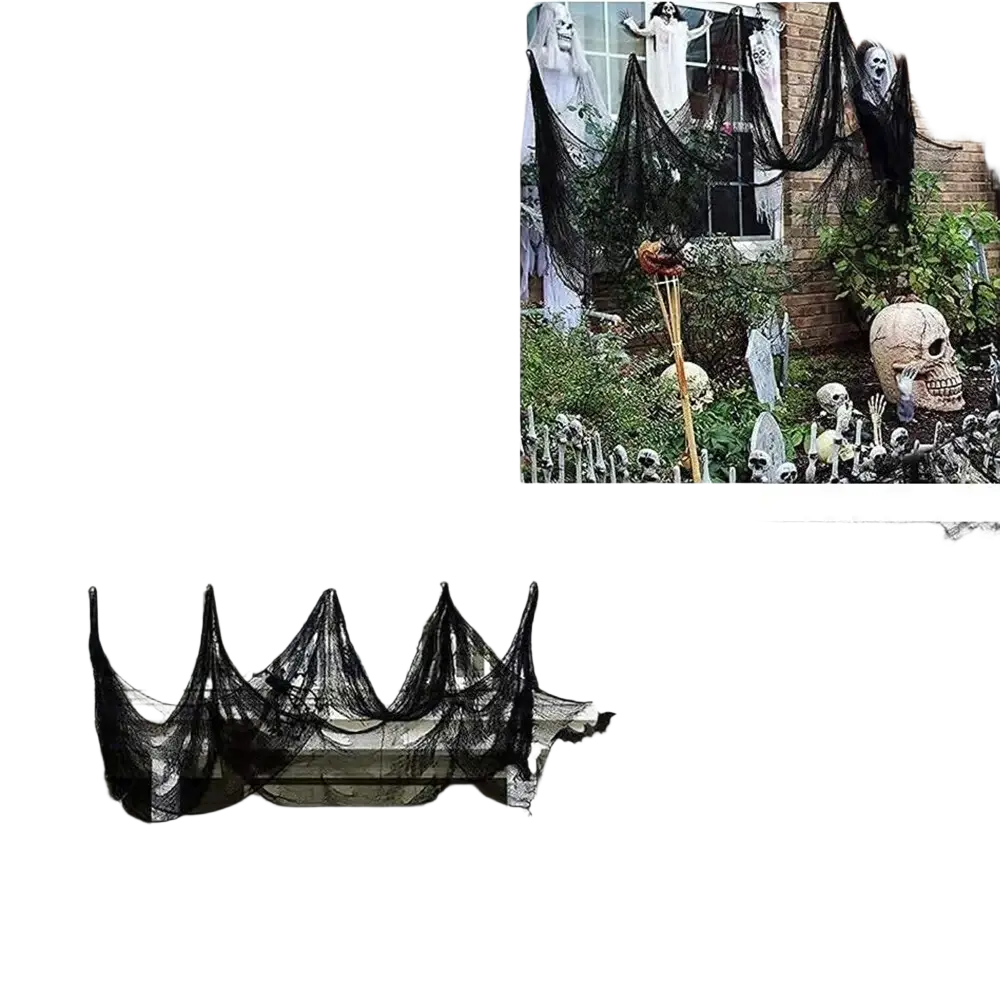 Black halloween gauze spiderweb party decoration with skull motifs for party halloween april and april fools day events