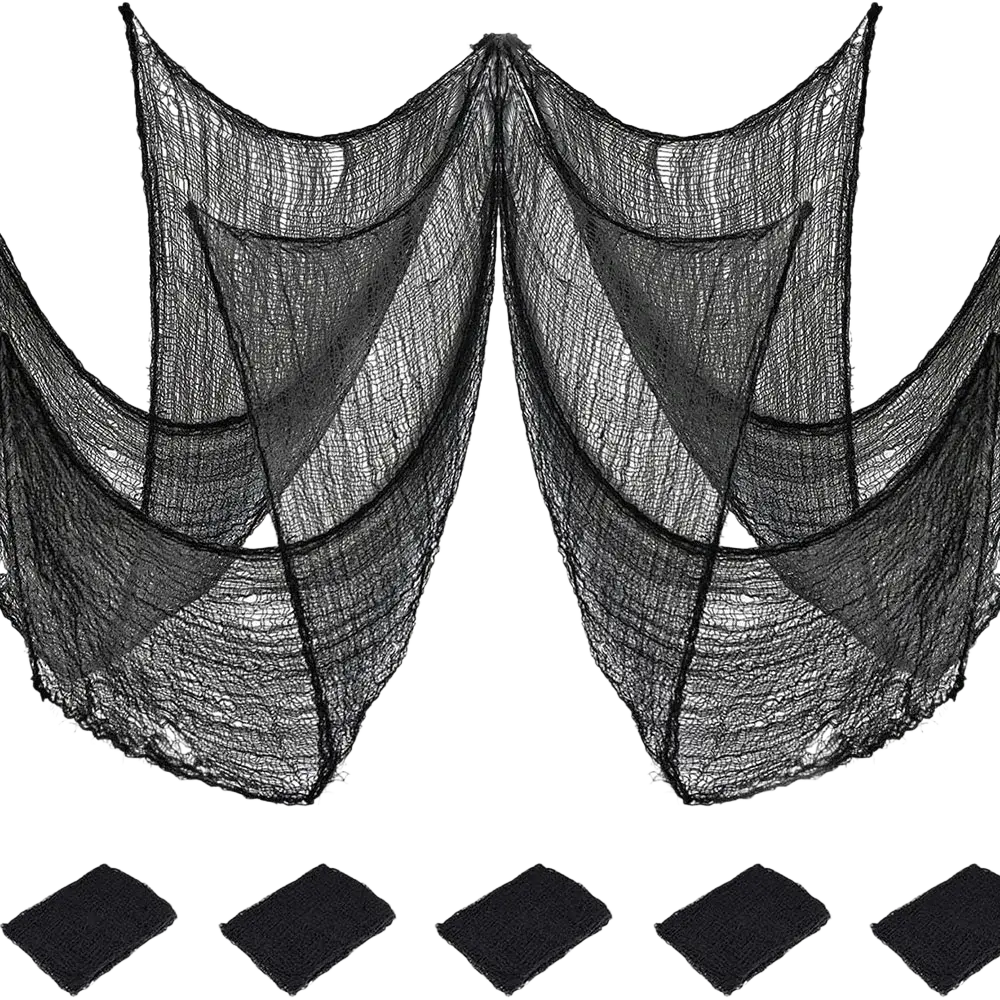 Black halloween gauze spiderweb party decoration with delicate mesh texture and frayed edges for april fool’s day