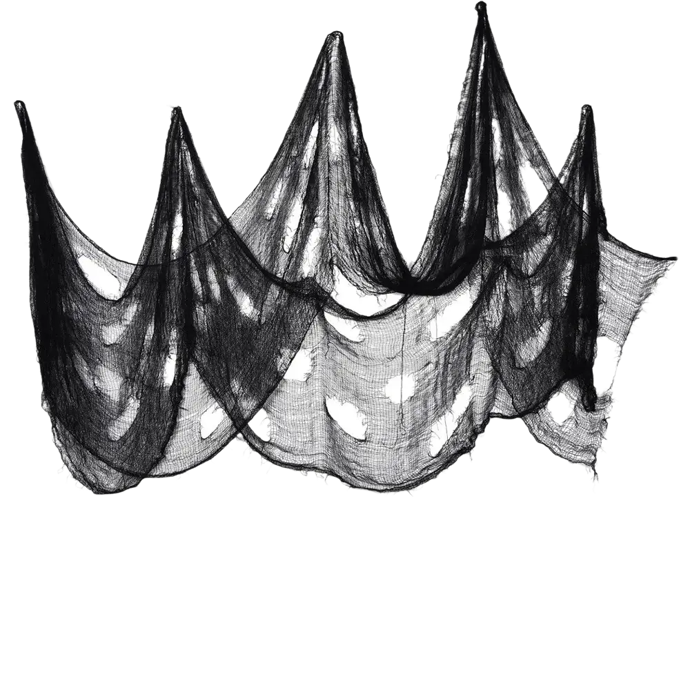Black halloween gauze spiderweb party decoration with textured netting frayed edges for party halloween april use