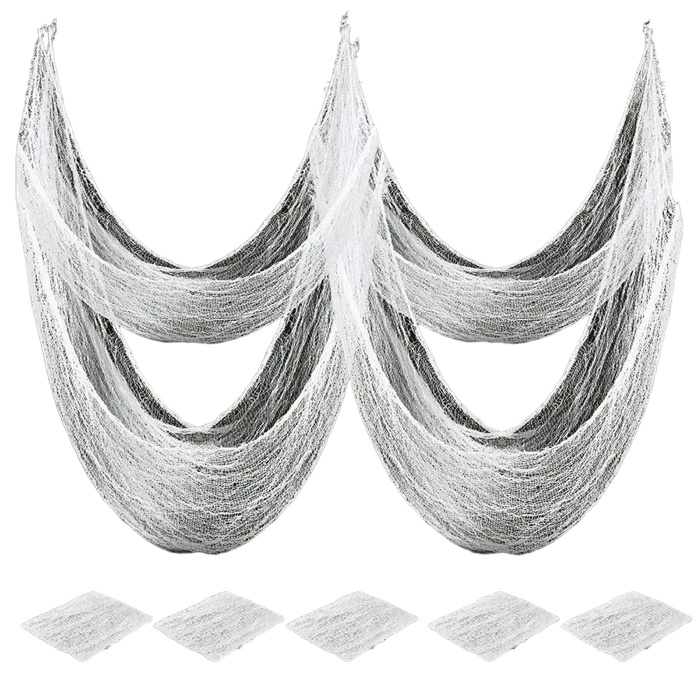 White sheer mesh fabric drapes with spiderweb texture for black halloween gauze spiderweb party halloween april decor
