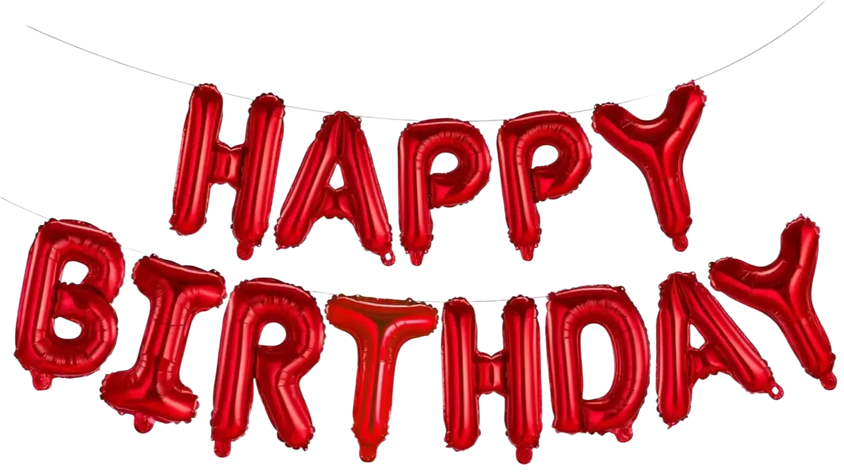 Red metallic foil balloon banner spelling happy birthday in uppercase letters for black happy birthday balloon banner foil letters product