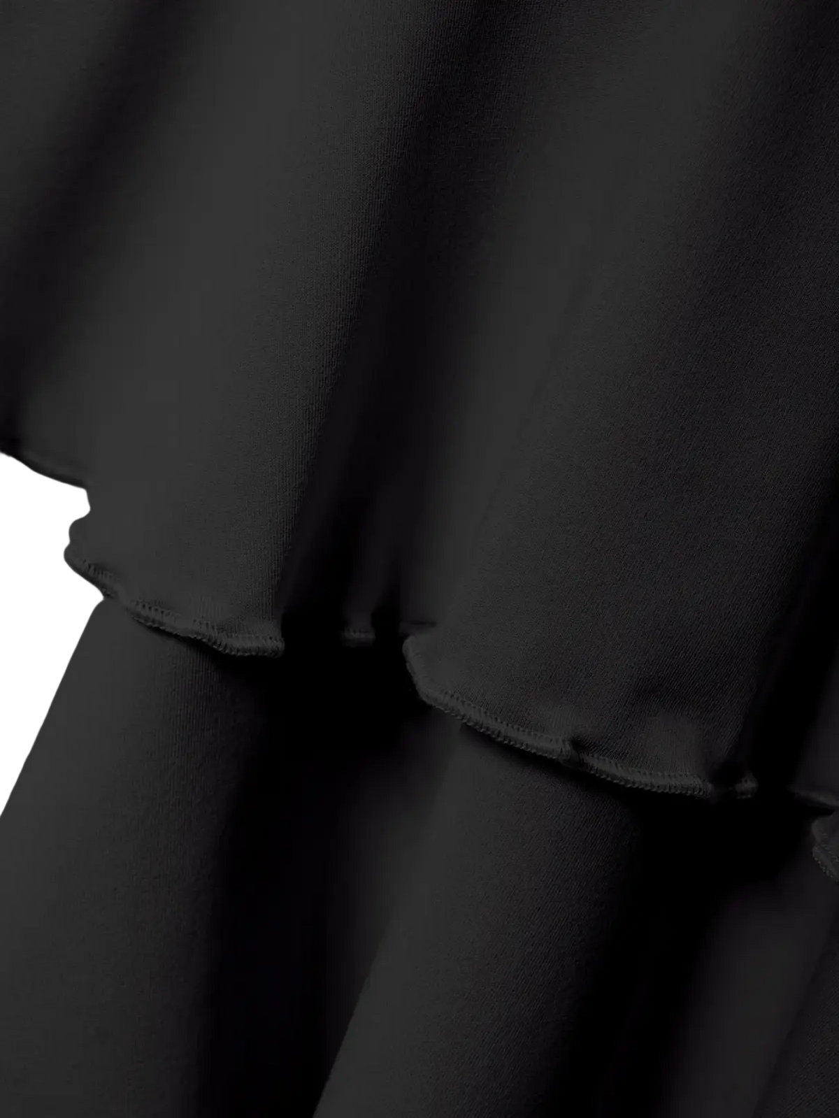 Black high waist ruffle mini skirt made of smooth, flowing black ruffled fabric for a stylish look