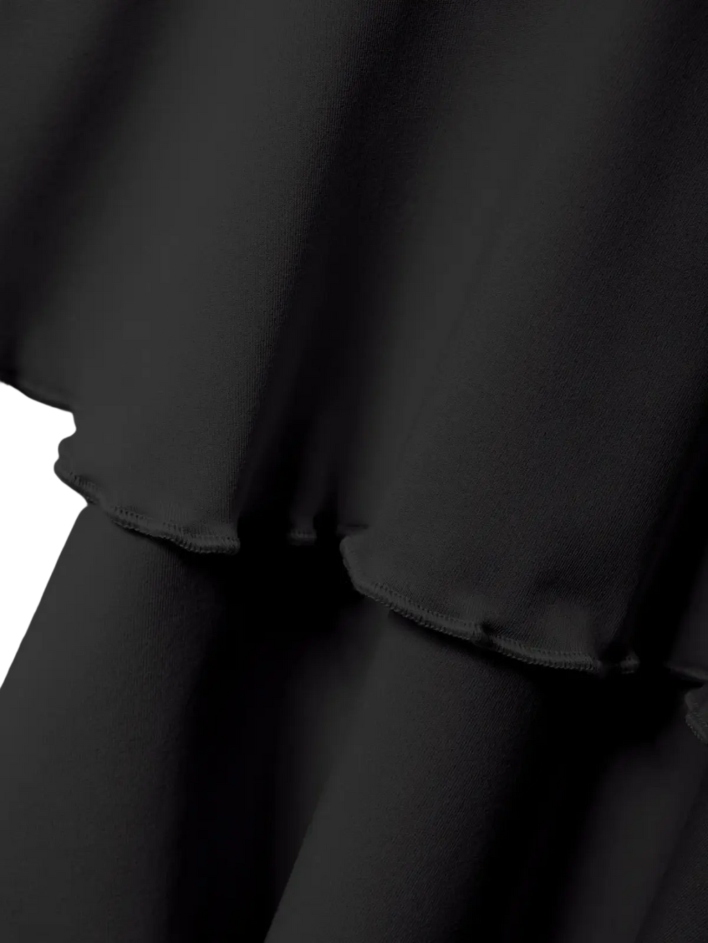 Black high waist ruffle mini skirt made of smooth, flowing black ruffled fabric for a stylish look