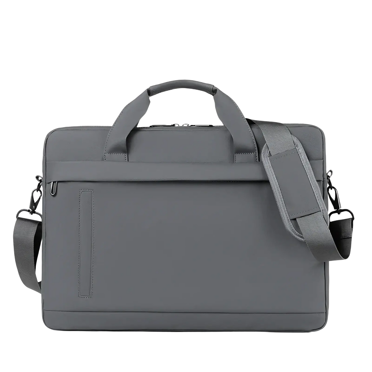 Gray laptop bag with sleek minimalist design and durable fabric construction for business briefcase use