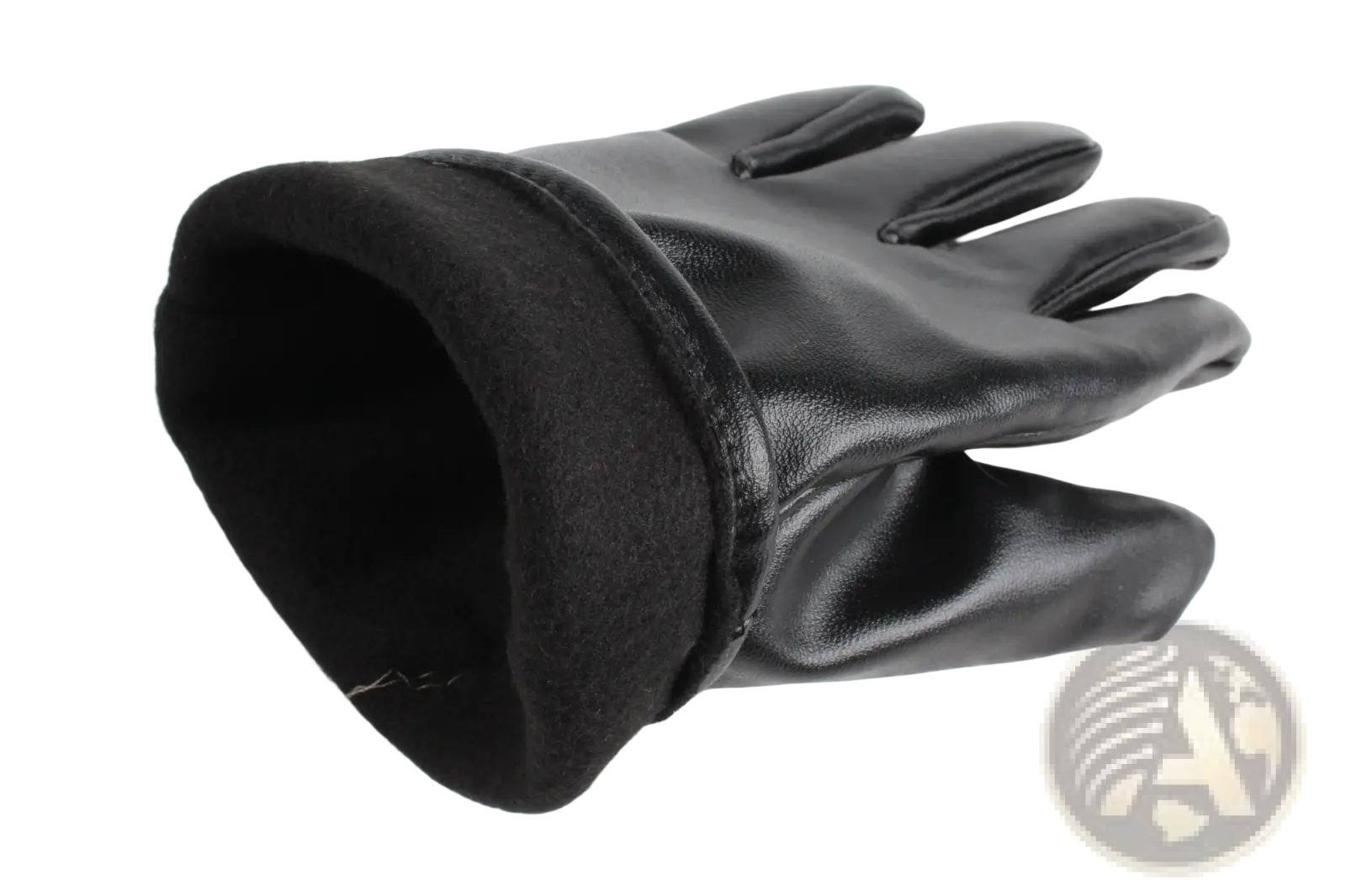 Black leather winter glove with soft fleece-lined cuff designed for unisex warm windproof use