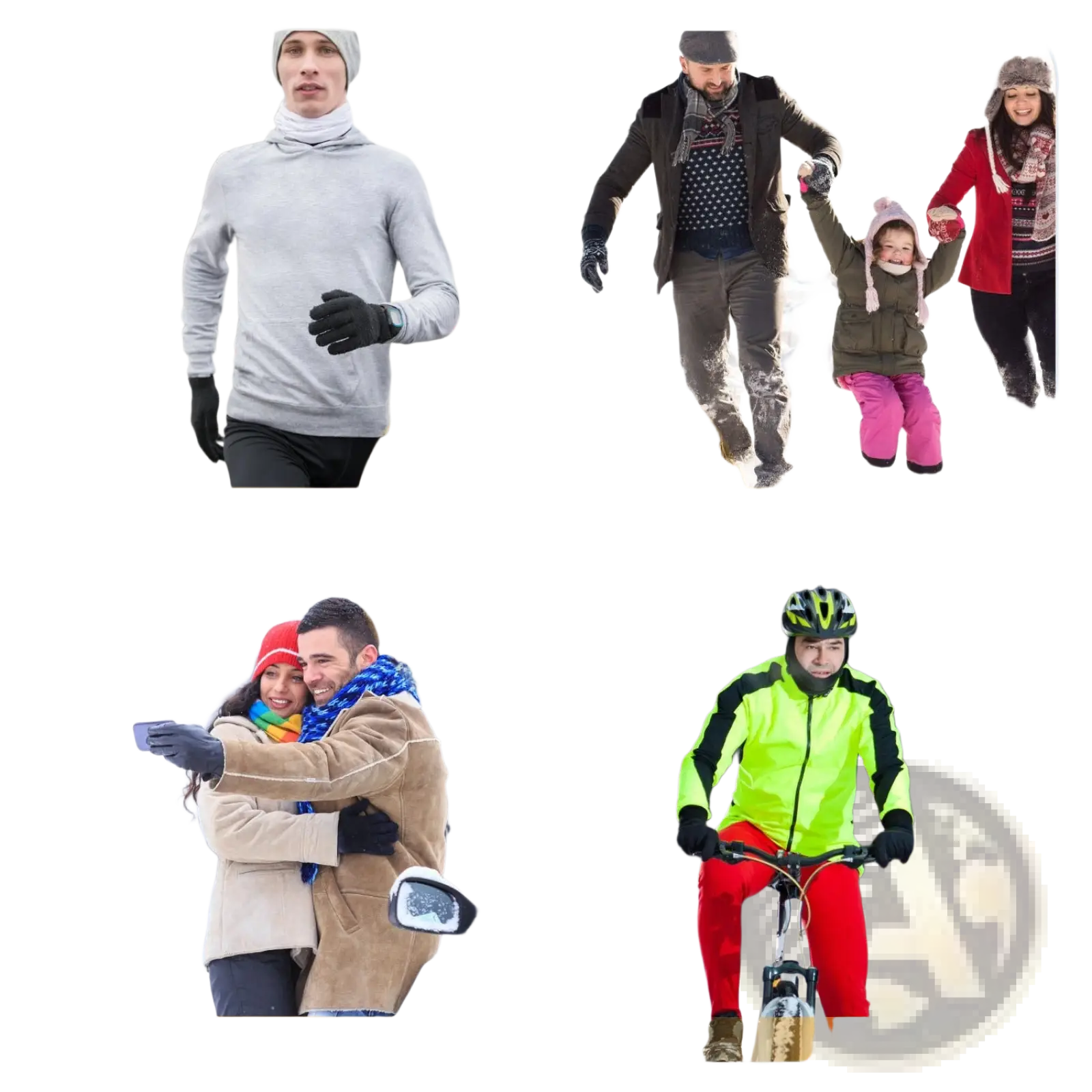 Black leather winter gloves unisex with snug fit and elastic wristband for warm windproof protection