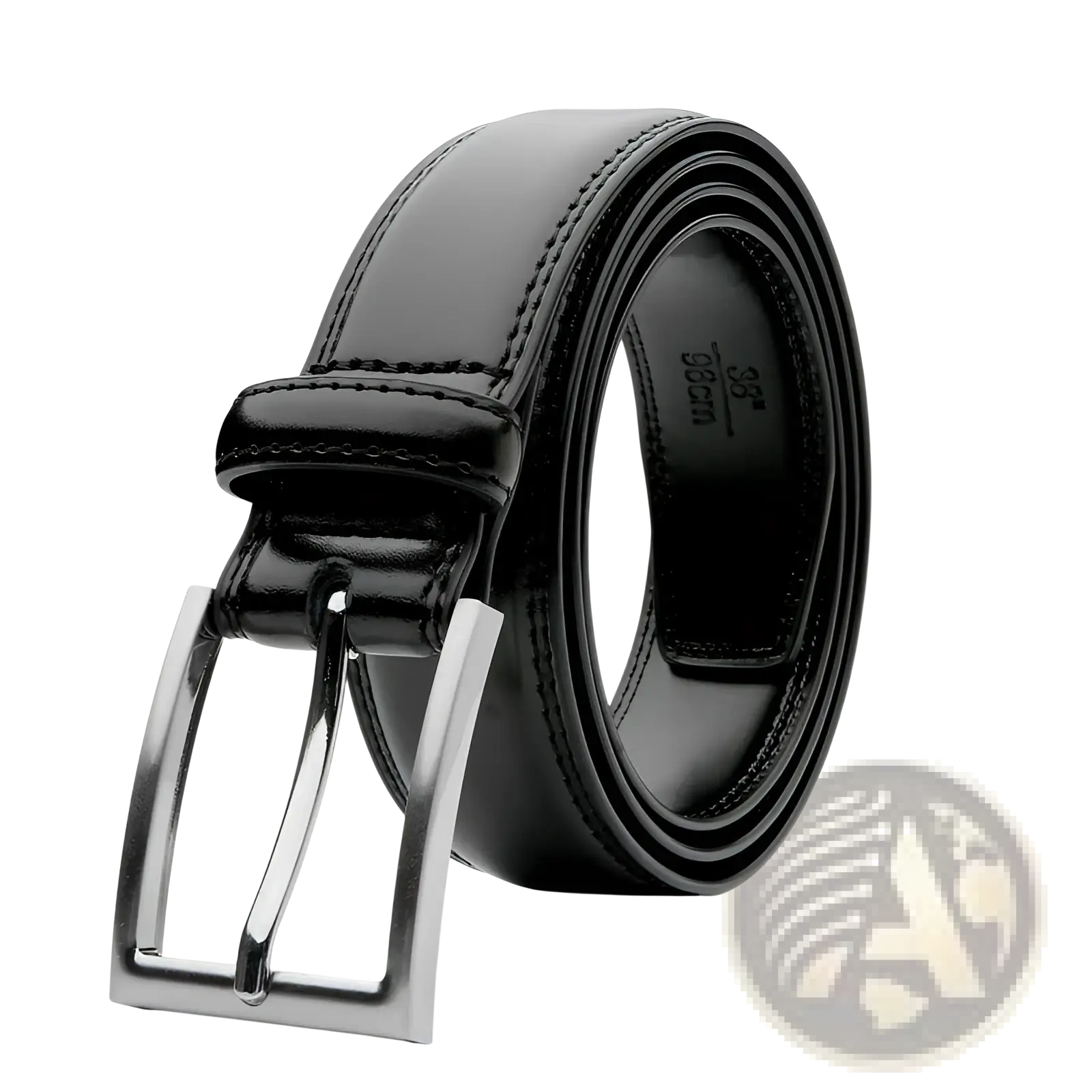 Black leather women dress belt 100cm with a silver-toned rectangular buckle for formal and casual wear