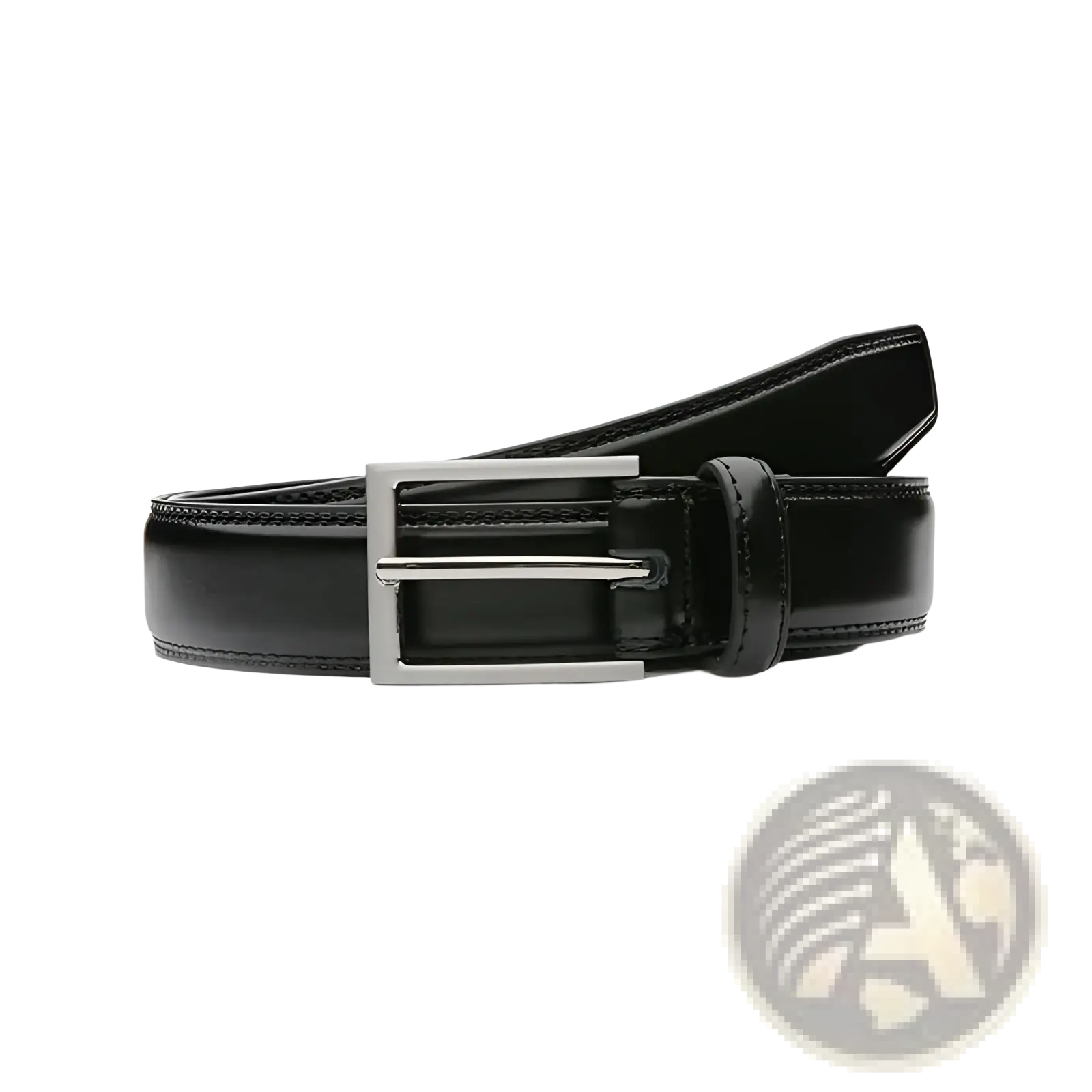 Black leather women dress belt 100cm with a silver-toned rectangular buckle for formal or casual wear