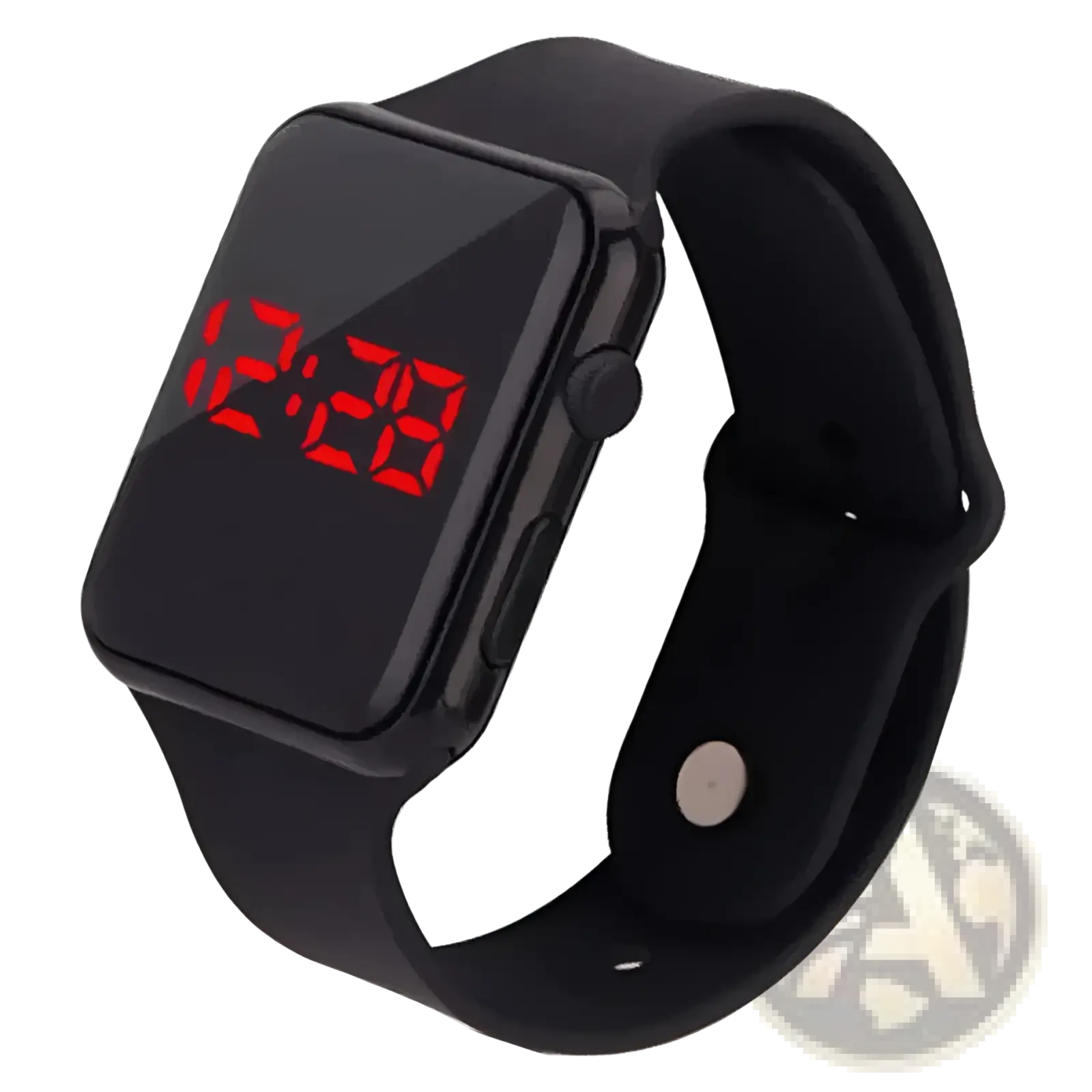Black led digital sports watch with red display and black silicone wristband for active use