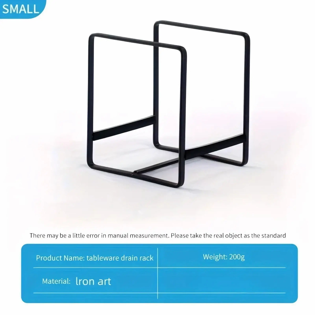 Black metal countertop dish rack with minimalist geometric design and metal tableware drain rack for organized drying