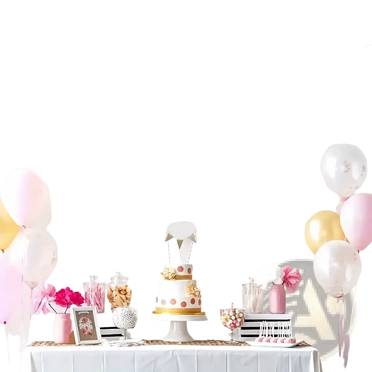 Black milestone birthday banner with black glitter and holy shit youre 18 message hanging above dessert table