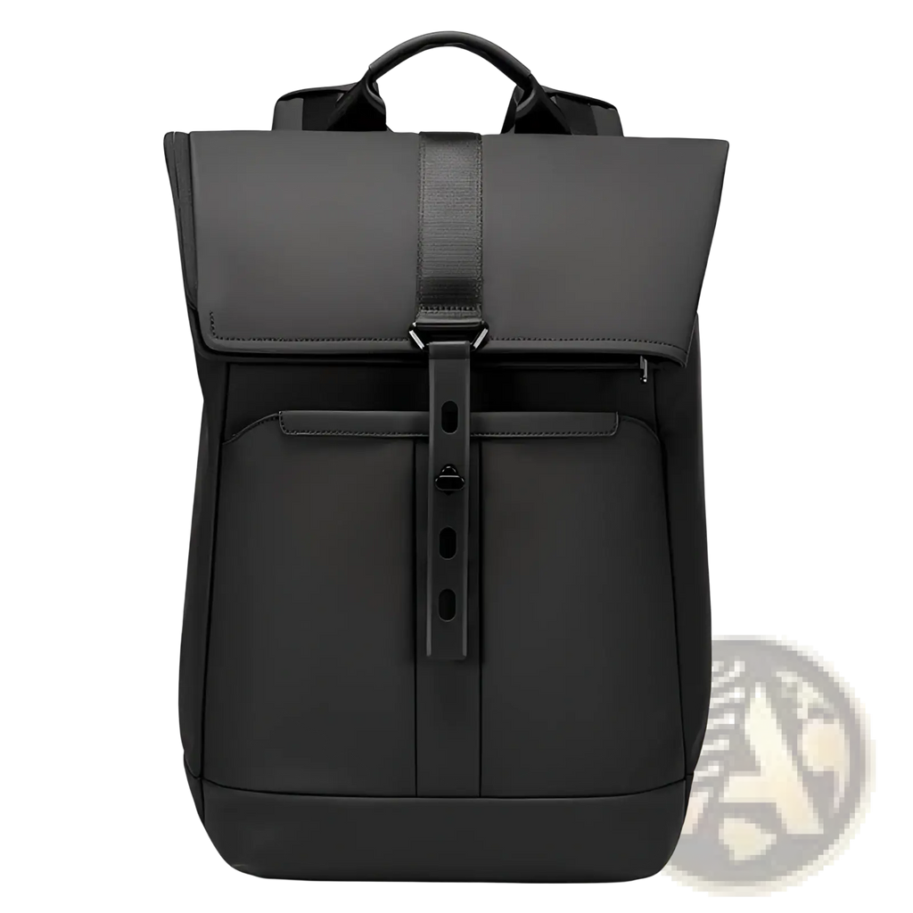 Black nylon business backpack with large 30l capacity, sleek modern design, and durable fabric construction