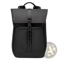 Black nylon business backpack with large 30l capacity, sleek modern design, and durable fabric construction