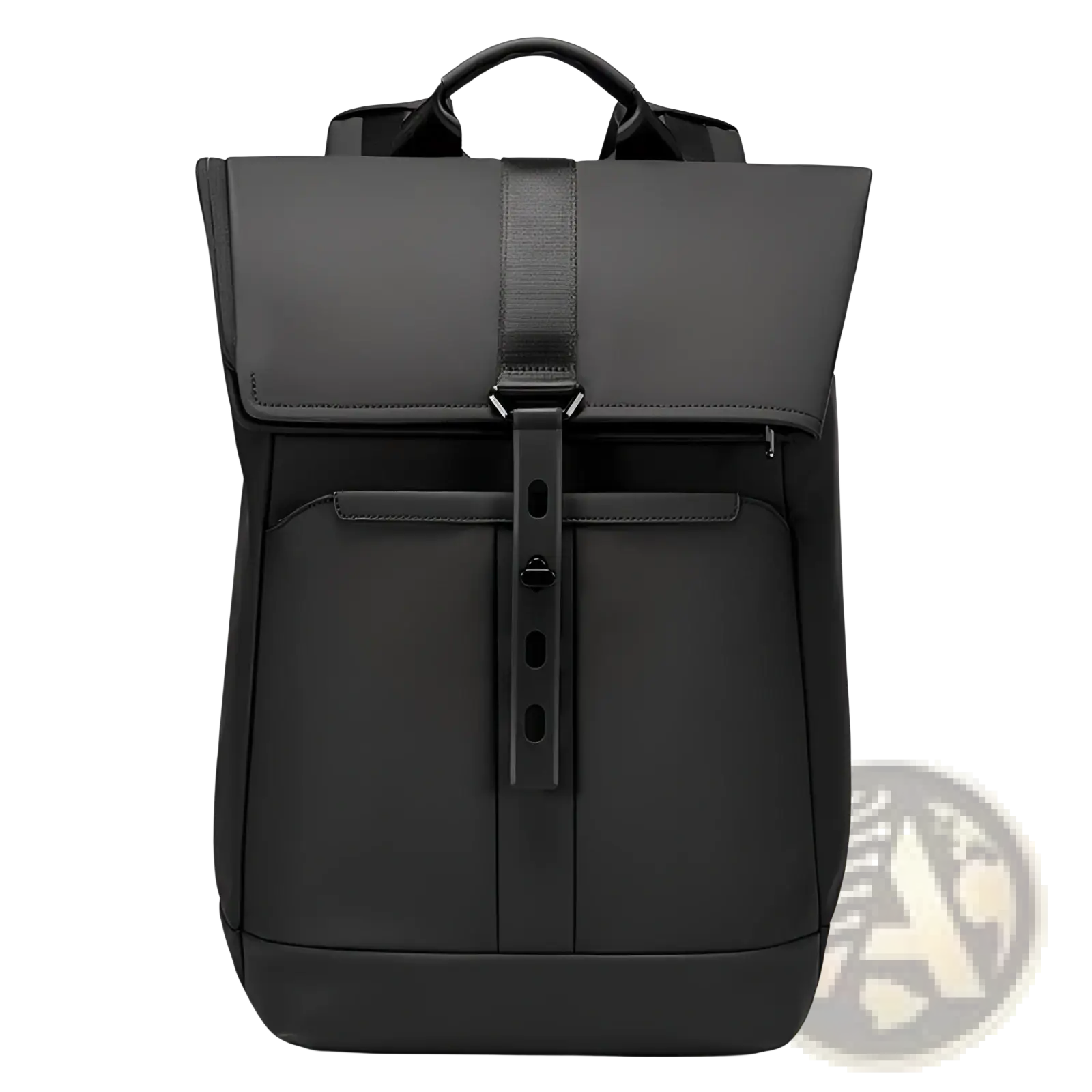 Black nylon business backpack with large 30l capacity, sleek modern design, and durable fabric construction