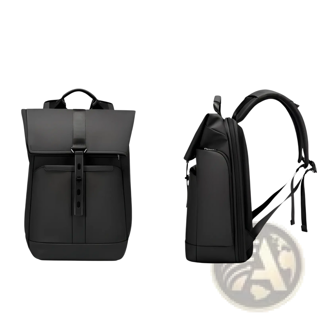 Black nylon business backpack large capacity 30l with sleek minimalist design and adjustable shoulder straps