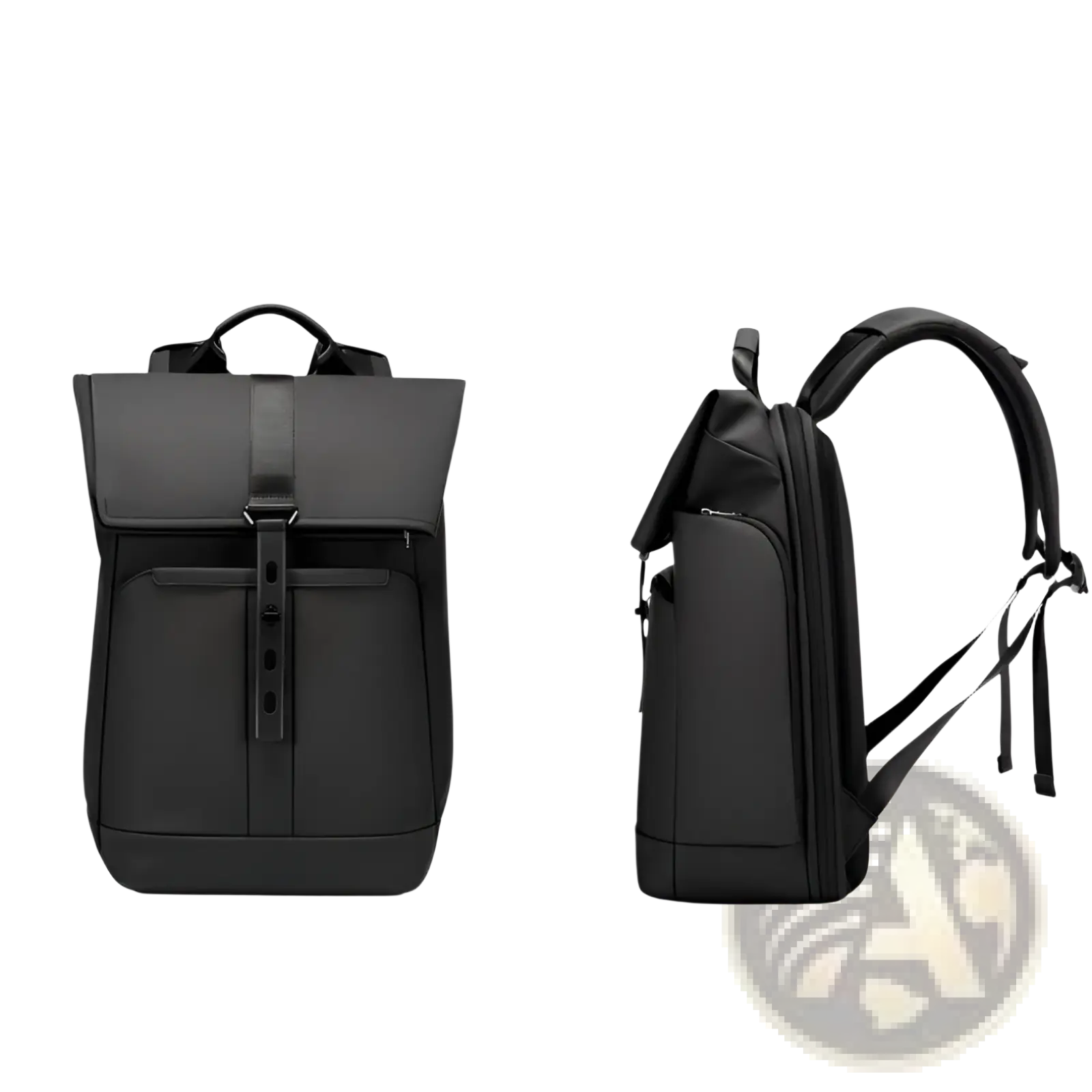 Black nylon business backpack large capacity 30l with sleek minimalist design and adjustable shoulder straps