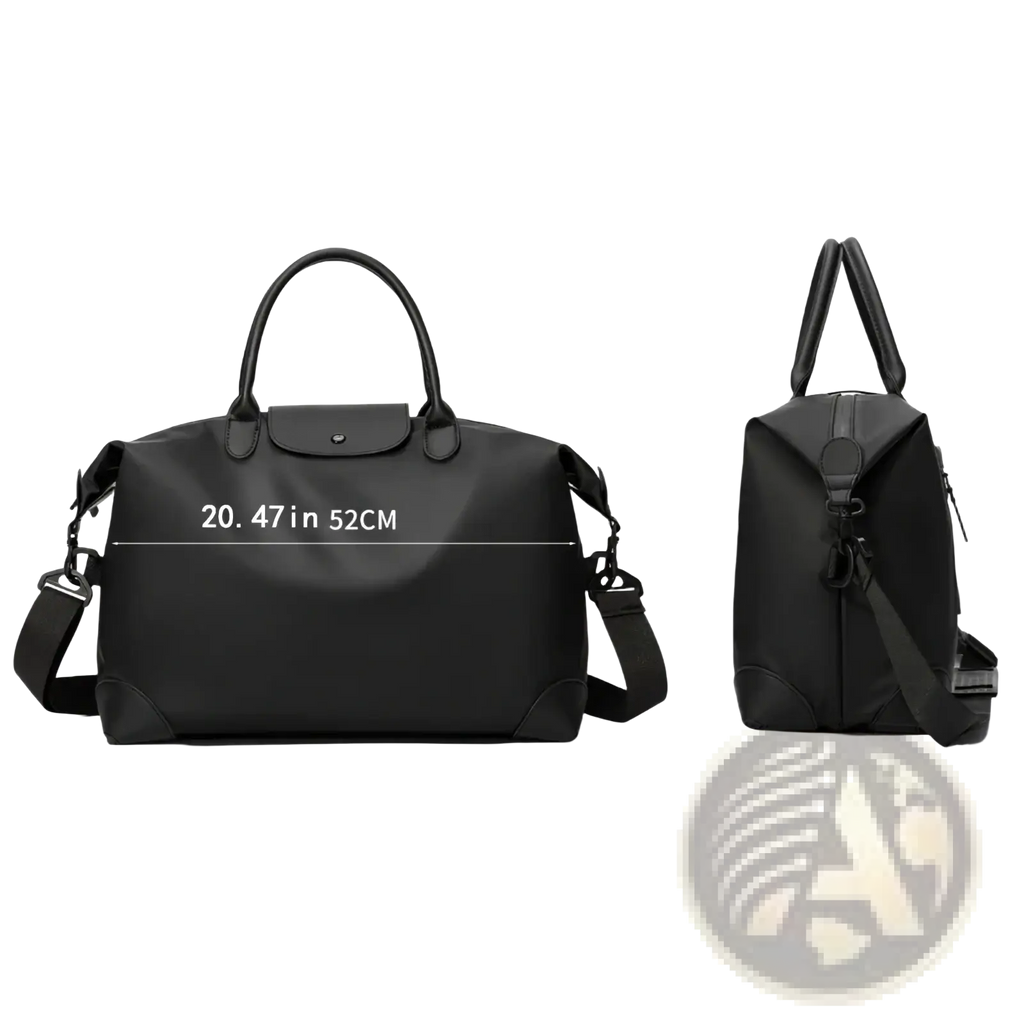 Black nylon travel duffle bag by Longchamp with durable fabric and structured design for reliable travel use