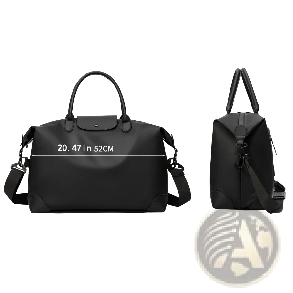 Black nylon travel duffle bag by Longchamp with durable fabric and structured design for reliable travel use