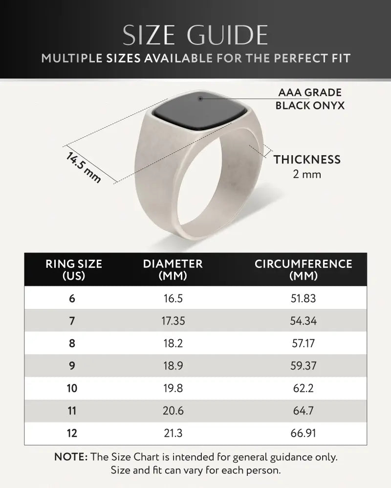 Black onyx cushion signet ring in 316l stainless steel with matte white band and square-cut aaa grade black onyx stone