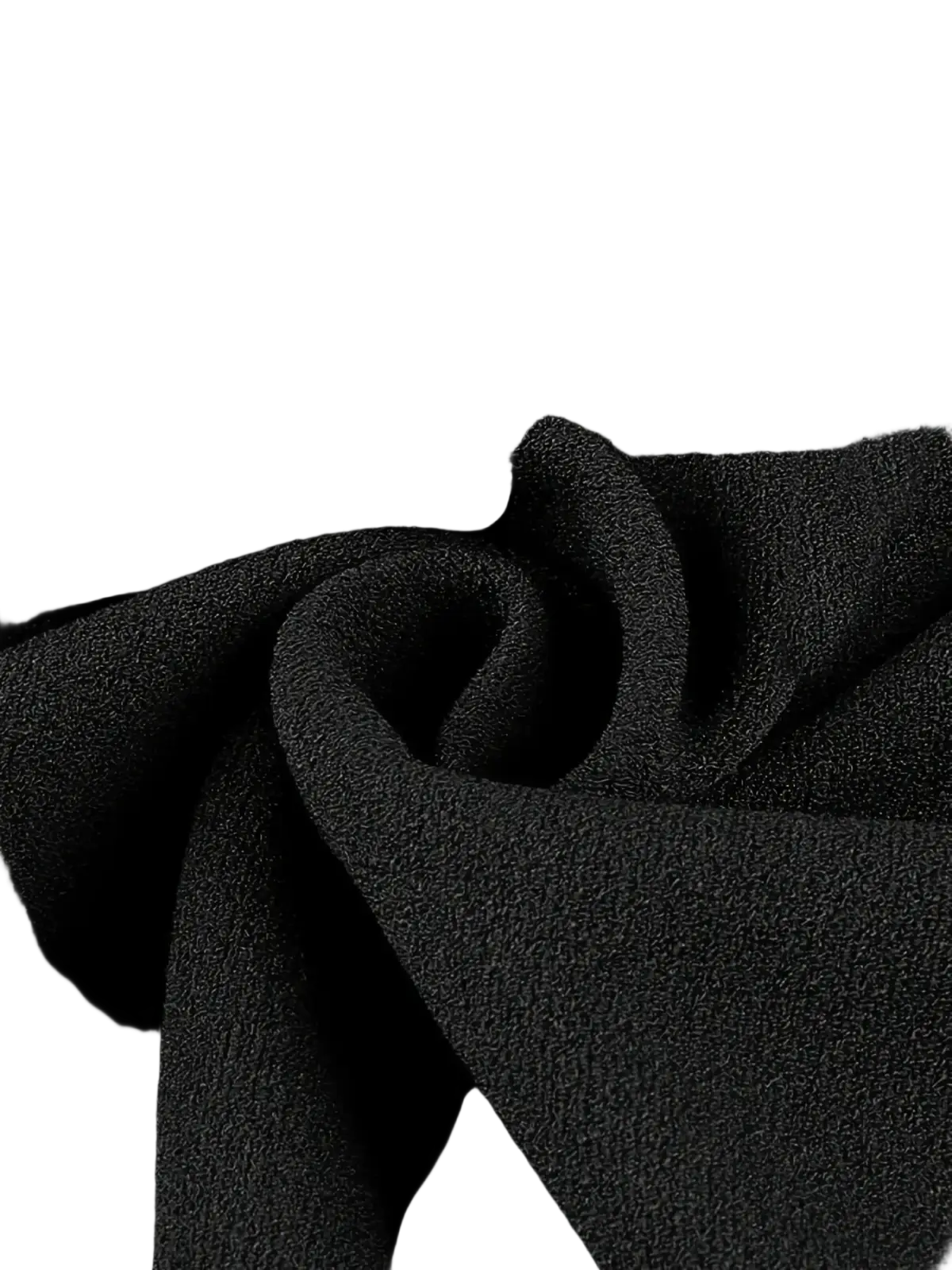 Black pleated high waist work skirt made of black textured fabric with a soft slightly fuzzy surface