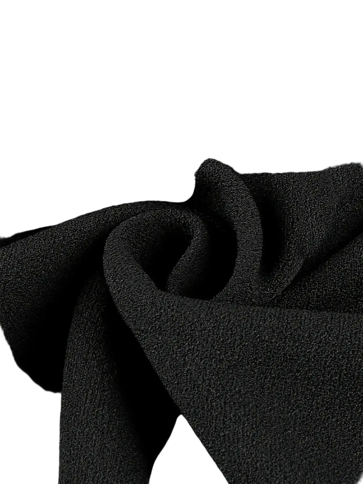 Black pleated high waist work skirt made of black textured fabric with a soft slightly fuzzy surface