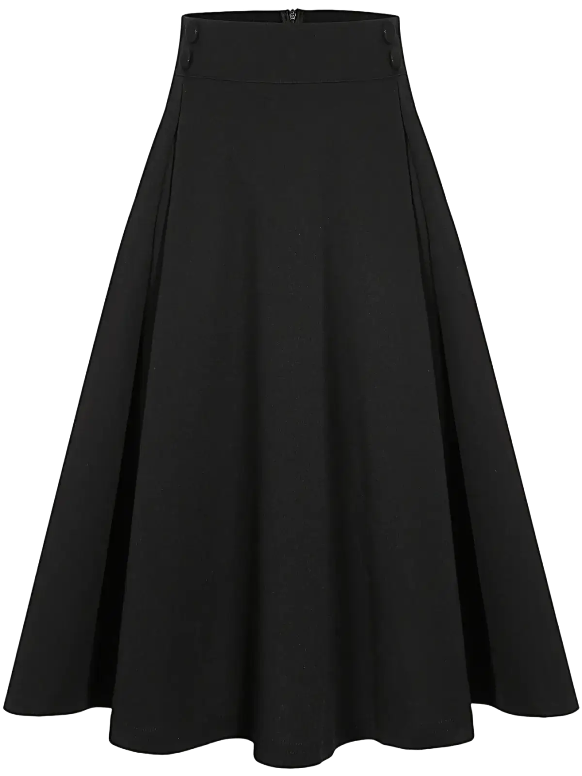 Black pleated high waist work skirt with smooth structured fabric and subtle side seams for professional wear