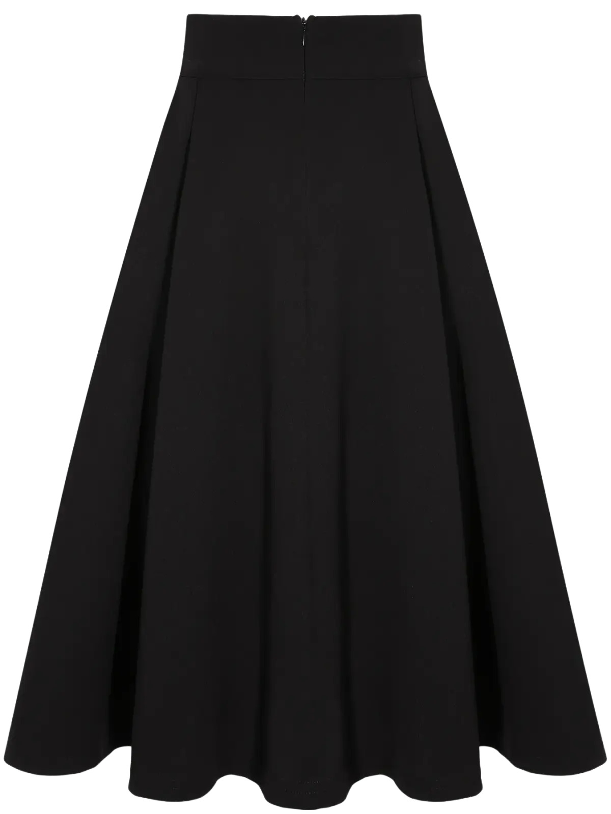 Black pleated high waist work skirt with smooth flowing fabric and subtle pleats for a professional look