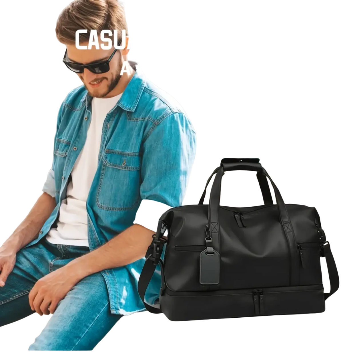 Black rolling duffel travel bag with large capacity, sleek durable fabric, and multiple secure zippered compartments