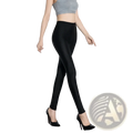Black shiny stretch leggings for women with a smooth shiny texture and form-fitting design