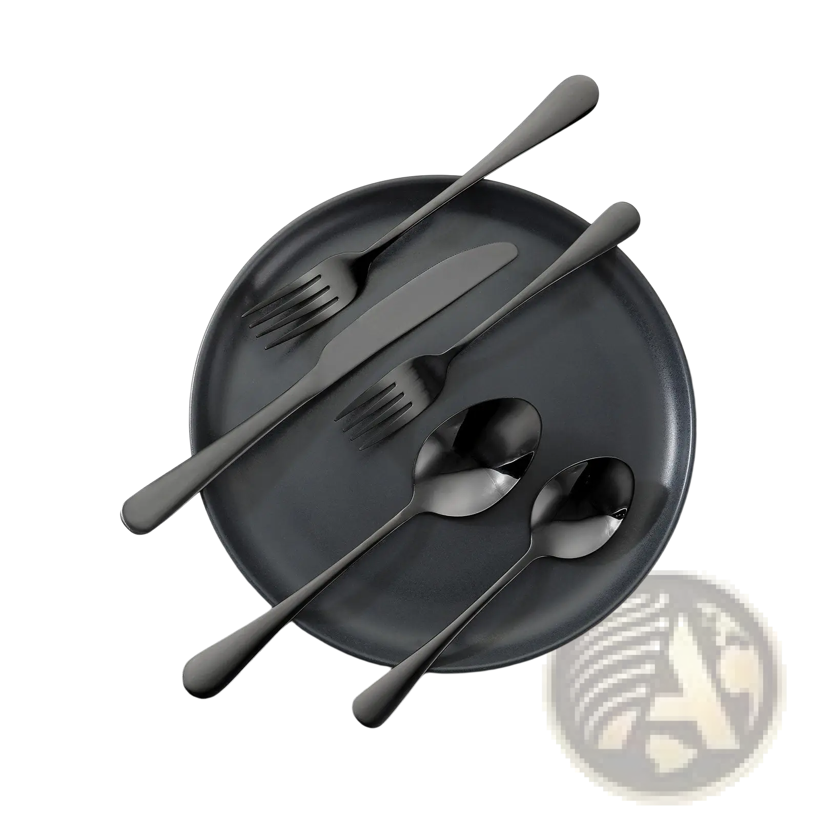 Black silverware set 30 piece stainless steel flatware with black matte finish and sleek modern design for six people