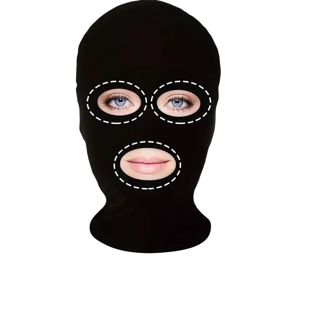 Black spandex full face mask 2 pack with eye and mouth cutouts designed for diy customization