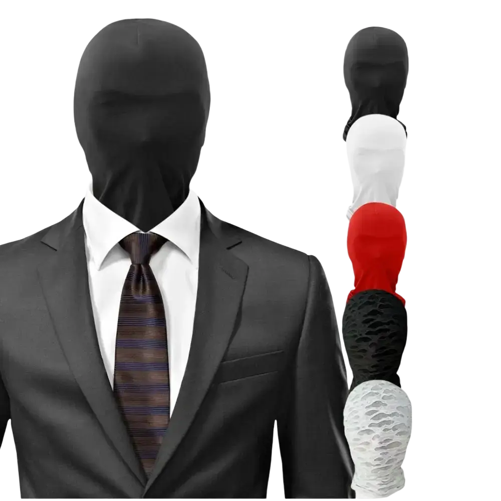 Black spandex full face mask 2 pack showing a black balaclava with a smooth form-fitting design and elasticated edge