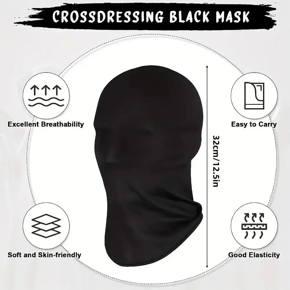 Black spandex full face mask 2 pack made of soft skin friendly fabric with excellent breathability and good elasticity