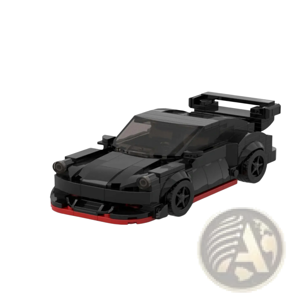 Black and red lego technic sports car model with sleek aerodynamic design for racing toy building blocks 321pcs set