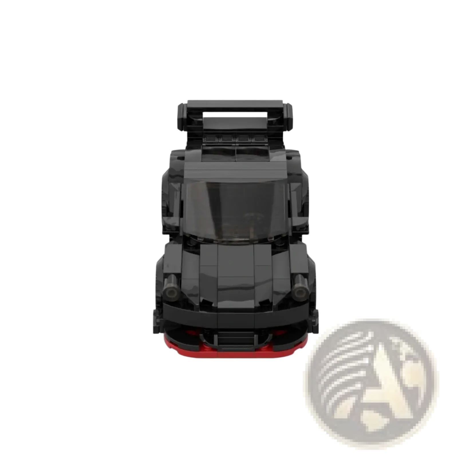 Black sports car building blocks 321pcs racing toy featuring a black lego technic race car with red accents and rear spoiler