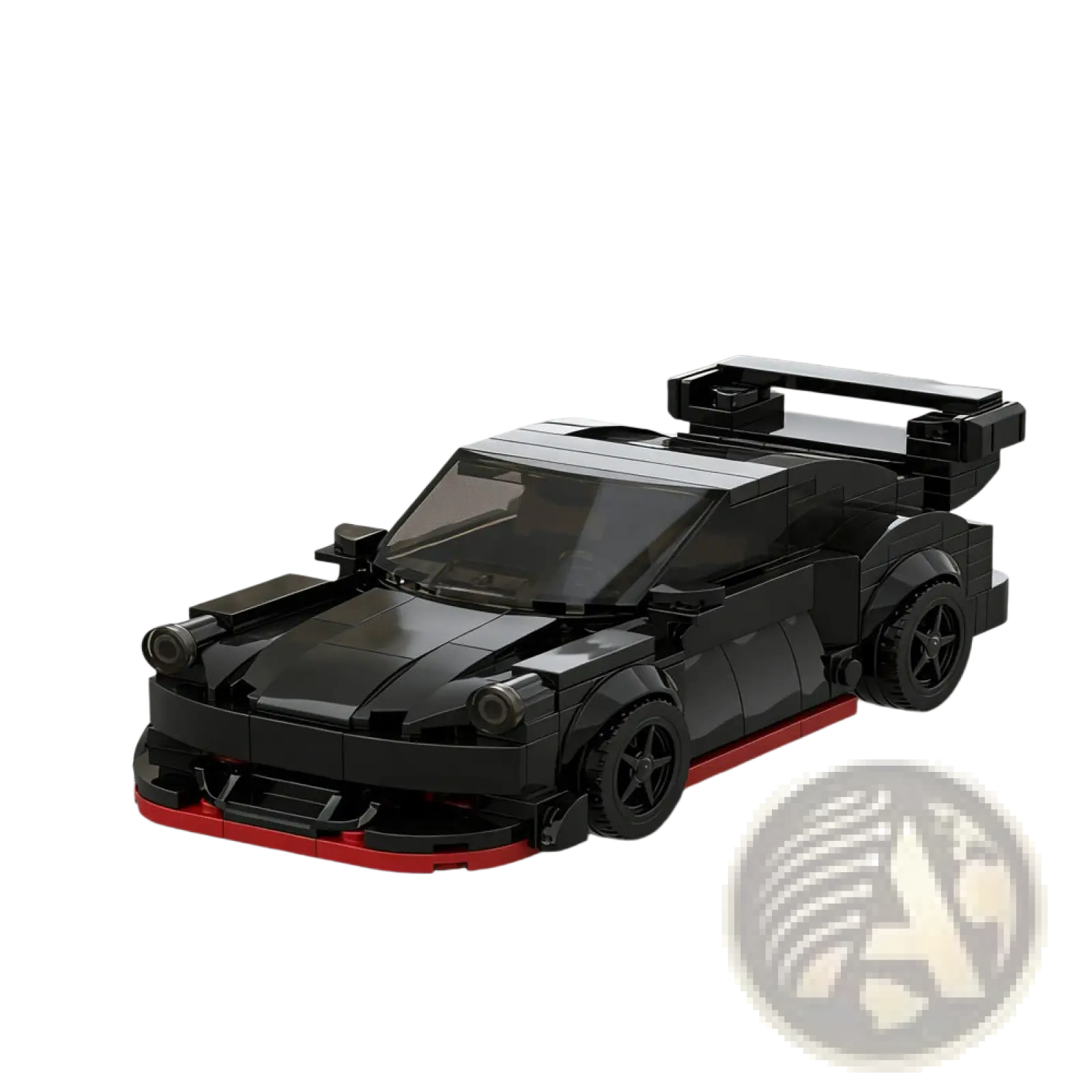 Black and red lego technic sports car model with sleek aerodynamic design from black sports car building blocks 321pcs racing toy