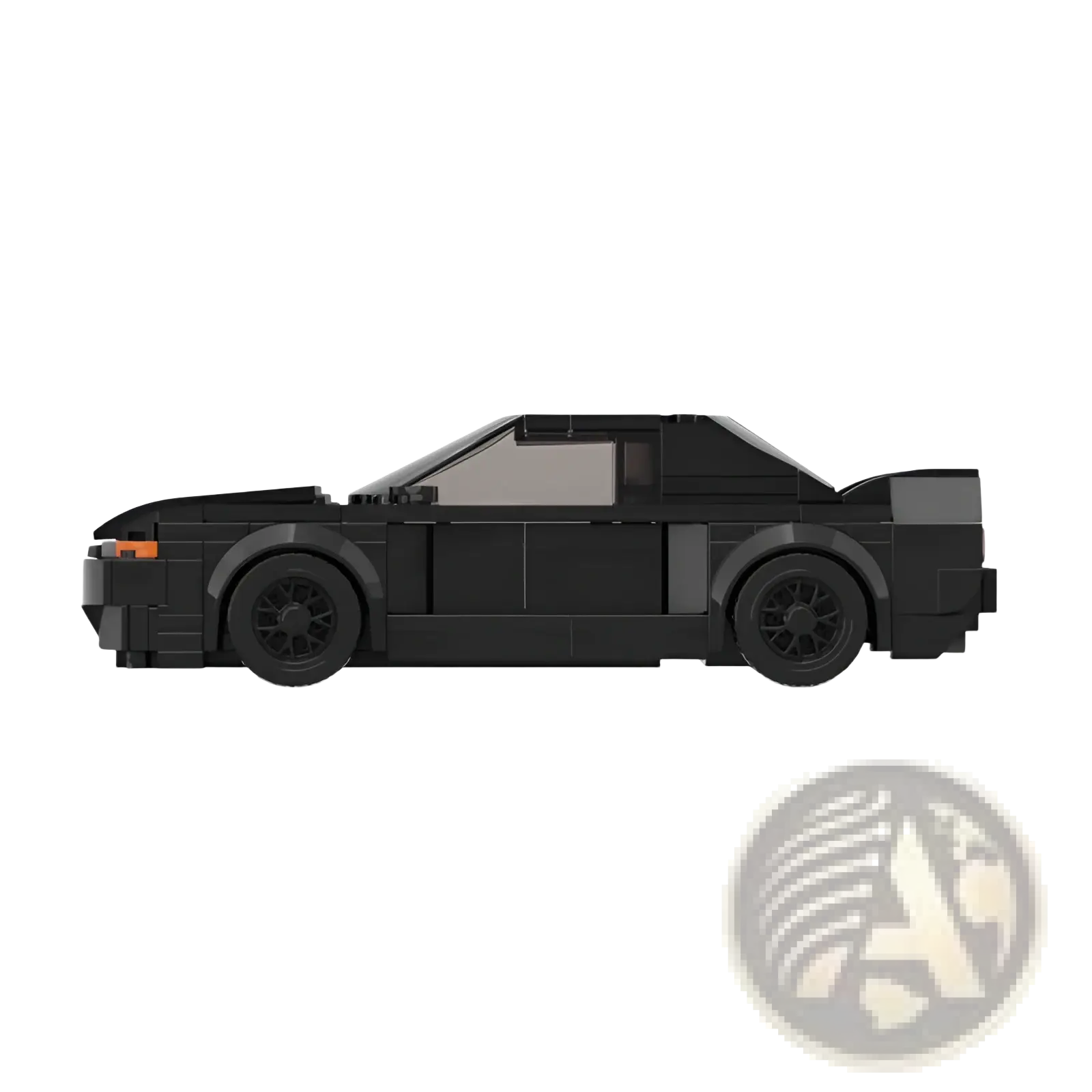 Black sports car building blocks toy with 279pcs features sleek angular design and detailed wheels in black lego material