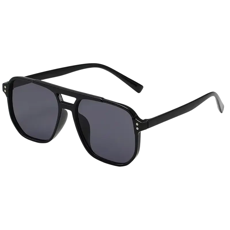Black square sun glasses uv400 unisex with black aviator frame and dark gray lenses perfect for sun protection