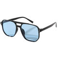 Black square sun glasses uv400 unisex with black aviator frame and light blue tinted lenses for sun protection