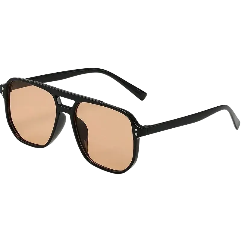 Black aviator sunglasses uv400 with tan-tinted lenses and sleek modern design for unisex use