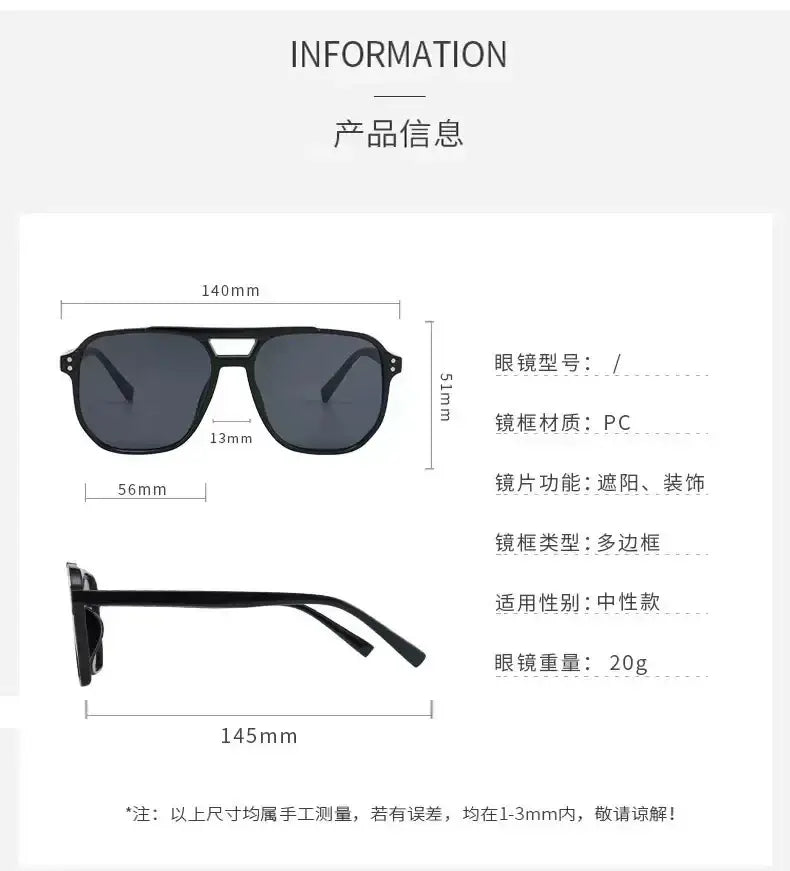 Black pc-framed aviator sunglasses with dark gray lenses uv400 protection unisex for outdoor use